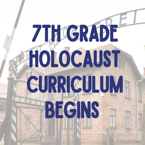 Tues, Nov. 18 7th Grade Holocaust Curriculum Begins