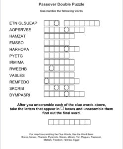 passover word scramble graphic - Welcome to Temple Beth Ami