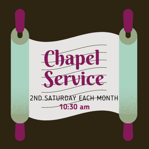 Chapel Service<br/>Sat., Oct. 8<br/>10:30 am - 12 noon