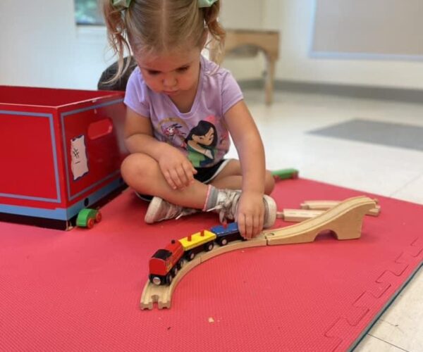 Maddie P with wooden train